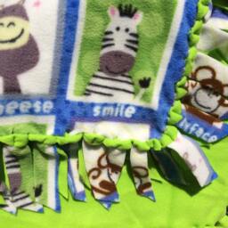 Fleece Blanket With Woven Edge - Funny Face Safari & Jungle Animals - thumbnail 2