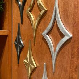 Mid Century Modern Eames Style Starbursts - 3D Printed Gold/Silver Painted Or Black Unpainted ~ Wall Art/Decor - thumbnail 2
