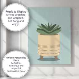 Modern Green Succulent Botanical Minimalist Plant Art Canvas Wall Print Decor Picture Ready To Hang - thumbnail 3
