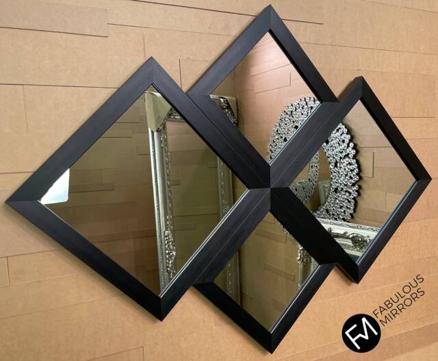 Black Diamond Mirror Contemporary Modern Wall 115cm X 86cm New - image 1