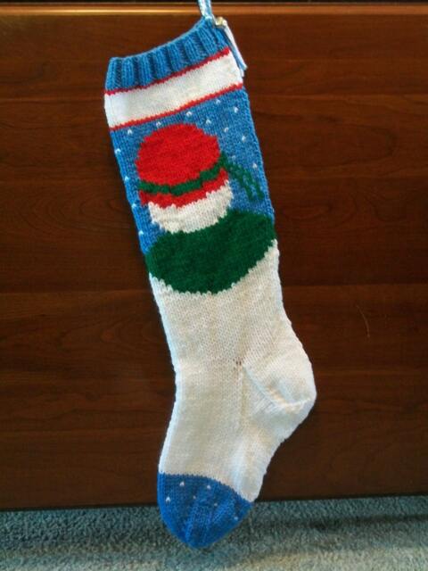 PDF Pattern Only Hand Knitted Original Design Mrs. Snowman Christmas Stocking - image 1