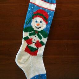 PDF Pattern Only Hand Knitted Original Design Mrs. Snowman Christmas Stocking - thumbnail 4