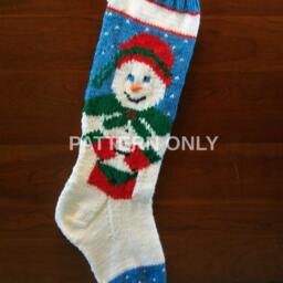PDF Pattern Only Hand Knitted Original Design Mrs. Snowman Christmas Stocking - thumbnail 2