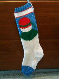 PDF Pattern Only Hand Knitted Original Design Mrs. Snowman Christmas Stocking - thumbnail 1