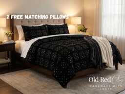 Moroccan Black Handira Wedding Blanket With Sequins - Handmade Berber Blanket, Includes 2 Free Matching Pillows Boho Bedspread Decor