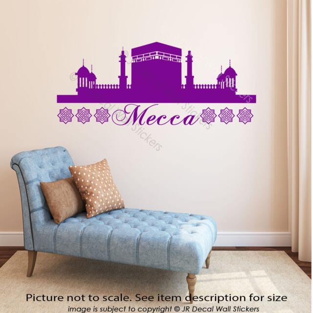 Mecca Islamic Wall Art Stickers Mosque Shape Arabic Patterns Khana Kaaba Skyline Wall Decal - image 1