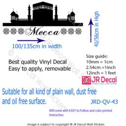 Mecca Islamic Wall Art Stickers Mosque Shape Arabic Patterns Khana Kaaba Skyline Wall Decal - thumbnail 3