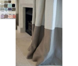 Color Block Curtains, Natural Linen Curtains - Multiple Colors, Custom Size