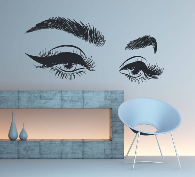 Eyelashes Vinyl Wall Decal Glam Makeup Room Decor Se006 - image 1