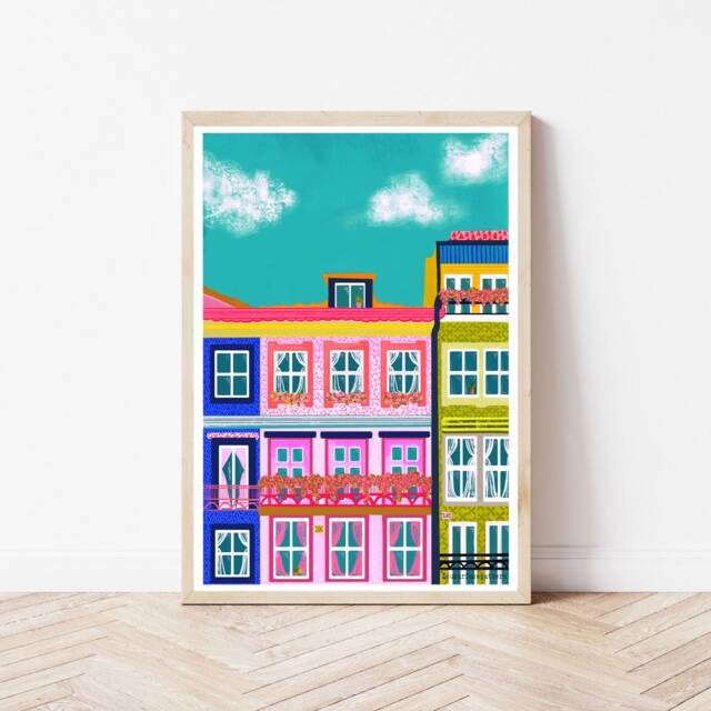 Portugal Print, Building, Architecture , Colourful Wall Decor Gift Ideas Travel Collection Print Art