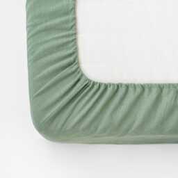 Matcha Green Linen Fitted Sheet - Soft Bedding Queen King Deep Pocket Bed Stonewashed Moisture Wicking Oeko European - thumbnail 3