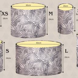 Grey Scale Fern Leaves Lampshade - Subtle Tropical Holiday Feel Vacation Home Sophisticated Island Beach Seaside Style Lamp - thumbnail 2