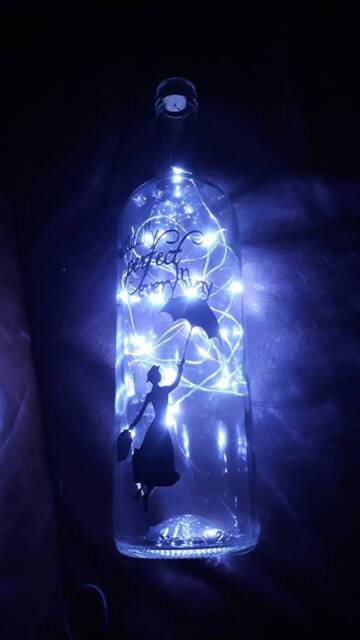 Handcrafted Themed Mary Poppins Led Bottle Lamp