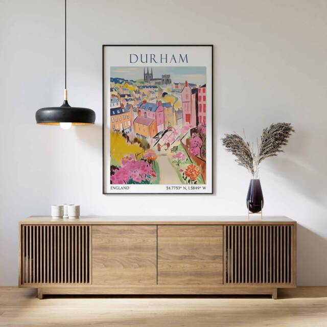 Durham Travel Print, Poster, United Kingdom Wall Art, Gift, British Decor, Cathedral Print - image 1