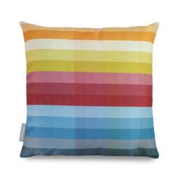 Water Resistant Garden Cushion, Outdoor Pillow Pixel Stripes Rainbow 43cm X With Inner Padding, Designed Handmade in UK By Celina Digby - thumbnail 1