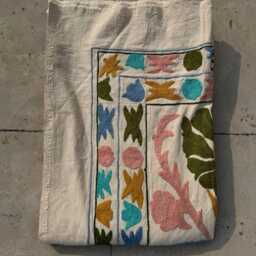 Cotton Suzani Quilt - Hand-Embroidered Folk Patterns, Bohemian Home D??cor, Reversible Throw Blanket - thumbnail 4
