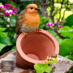 Robin On Plant Pot Bird Feeder Resin Freestanding Novelty Squirrel Seed Station - thumbnail 4