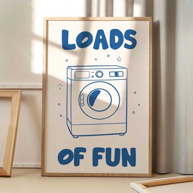 Loads Of Fun Art Canvas Poster, Laundry Room Wall Art, Funny Aesthetic Decor, Retro Home Printed Gift - image 1