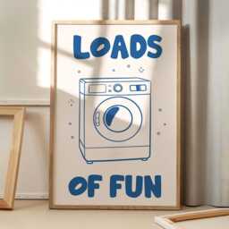 Loads Of Fun Art Canvas Poster, Laundry Room Wall Art, Funny Aesthetic Decor, Retro Home Printed Gift - thumbnail 1