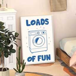 Loads Of Fun Art Canvas Poster, Laundry Room Wall Art, Funny Aesthetic Decor, Retro Home Printed Gift - thumbnail 3