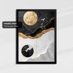 Yin & Yang Oil Painting Framed Poster Print & Canvas Wall Decor Art Bedroom Home Interior Floral Gift - thumbnail 2