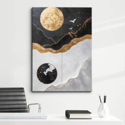 Yin & Yang Oil Painting Framed Poster Print & Canvas Wall Decor Art Bedroom Home Interior Floral Gift - thumbnail 1