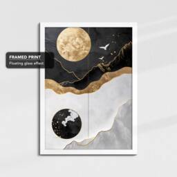 Yin & Yang Oil Painting Framed Poster Print & Canvas Wall Decor Art Bedroom Home Interior Floral Gift - thumbnail 3
