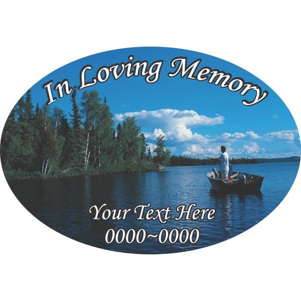 Fishing in Loving Memory Full Color Oval 001 Custom Vinyl Wall Decal Or Car Sticker - Ilmfullcoloroval001Et