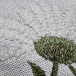 Ivory Floral Embroidered Wildflower Pillow, Bees, Daisy, Piped, Cotton Linen - 25x45cms Cushion, Country Home, Scatter Cushion - thumbnail 3