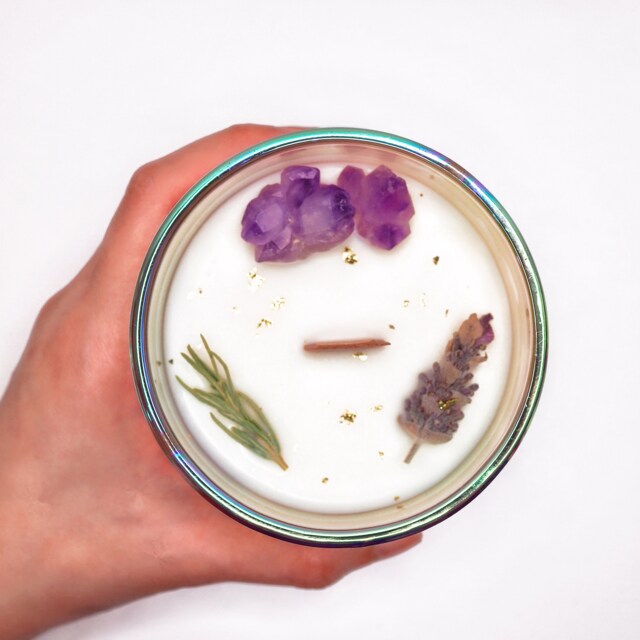 Violet Flame Crystal Candle Amethyst Energy Healing Best Friend Candle Shadow Work Manifestation Love Spell Spiritual - image 1