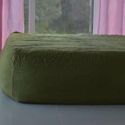 Linen Fitted Sheet in A Green Khaki Color Queen King Twin 100% Flax Softened Sheet Rose Linen Bedding - thumbnail 2