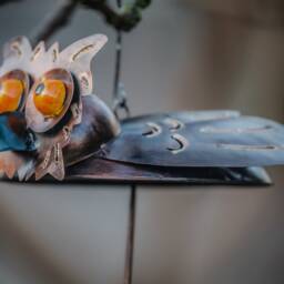 Owl Bird Feeder. Hanging Metal Outdoor - 2-2C - thumbnail 2
