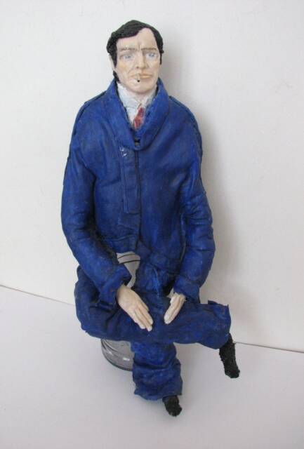 Manager. Polymer Clay Fimo, Bottle & Textile Doll. Ooak Doll For Home Office Decor - image 1