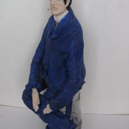 Manager. Polymer Clay Fimo, Bottle & Textile Doll. Ooak Doll For Home Office Decor - thumbnail 2