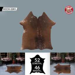 Large Statement Cowhide Rug - Premium Brown & White Hair-On Leather Design - thumbnail 2
