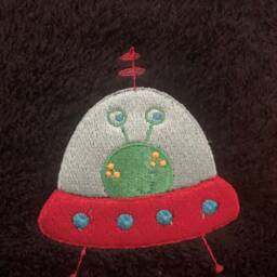 Alien Spaceship Towel - Personalised Face Cloth/Hand Bath = Embroidered - thumbnail 2