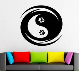 Yin Yang Wall Decal Floral Taoism Vinyl Sticker - thumbnail 1