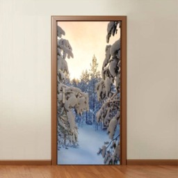 Snow Door Sticker, Snow Wallpaper, Mural, Wall Decor, Decor Wrap, Covering Decal, Fridge - thumbnail 2