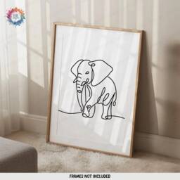 Minimalist Elephant Prints - Set Of 3 Posters - Line Drawing Decor Print Animal Wall Art Wildlife Gift Minimal Picture Elephants - thumbnail 3