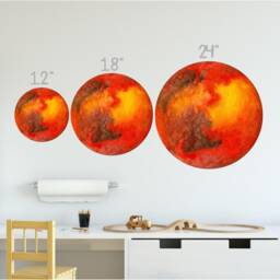 Planet Mars Watercolor Wall Decal Sticker Solar System Mural Outer Space Art Removable Peel & Stick Fabric - thumbnail 2