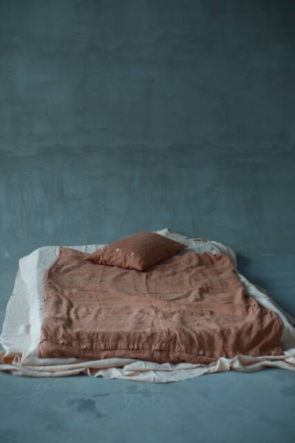 Light Cinnamon Linen Duvet Cover - Softened Flax Bedding, Button Closure - image 1