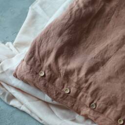 Light Cinnamon Linen Duvet Cover - Softened Flax Bedding, Button Closure - thumbnail 2