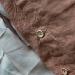 Light Cinnamon Linen Duvet Cover - Softened Flax Bedding, Button Closure - thumbnail 3