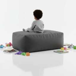 Dark Grey Bean Bag Ottoman Water Resistant Polyester Footstool - thumbnail 2