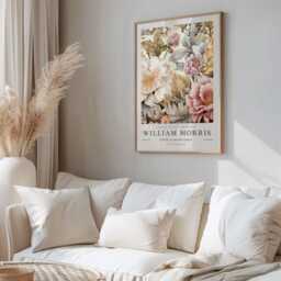 William Morris Print, Art, Exhibition Poster, Botanical Gifts, Peony Decor, Wall Neutral - thumbnail 2