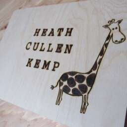 Giraffe Wood Burned First Name Baby Keepsake Box With Animal Graphic Large Box 11.5 X 9 3.5 - thumbnail 3