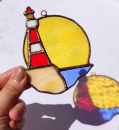 Summer Glass Hanging Decoration [Lighthouse] Stained Glass, Ornament, Window Decoration, Wall Hanging, Home Decor Gift