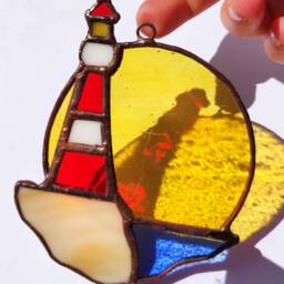 Summer Glass Hanging Decoration [Lighthouse] Stained Glass, Ornament, Window Decoration, Wall Hanging, Home Decor Gift - thumbnail 2