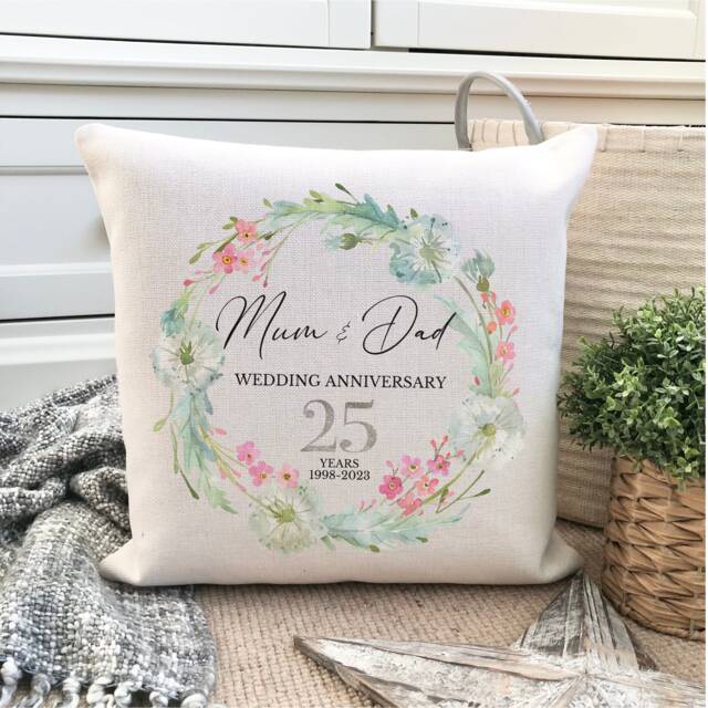 Personalised Silver Wedding Anniversary Cushion - image 1