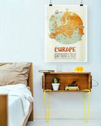 Original Europe Continent Map Wall Art Printing Poster Illustration Print Drawings Graphic Design Work Home Decor - thumbnail 1